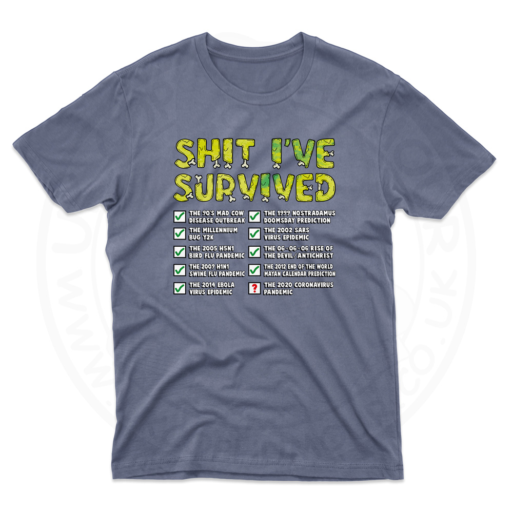 Mens Ive Survived T-Shirt - Indigo Blue, 2XL