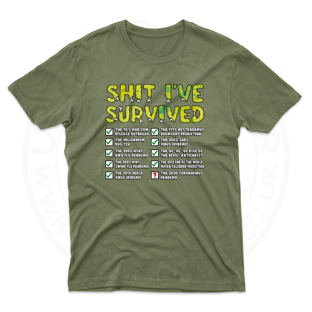 Mens Ive Survived T-Shirt - Military Green, 2XL