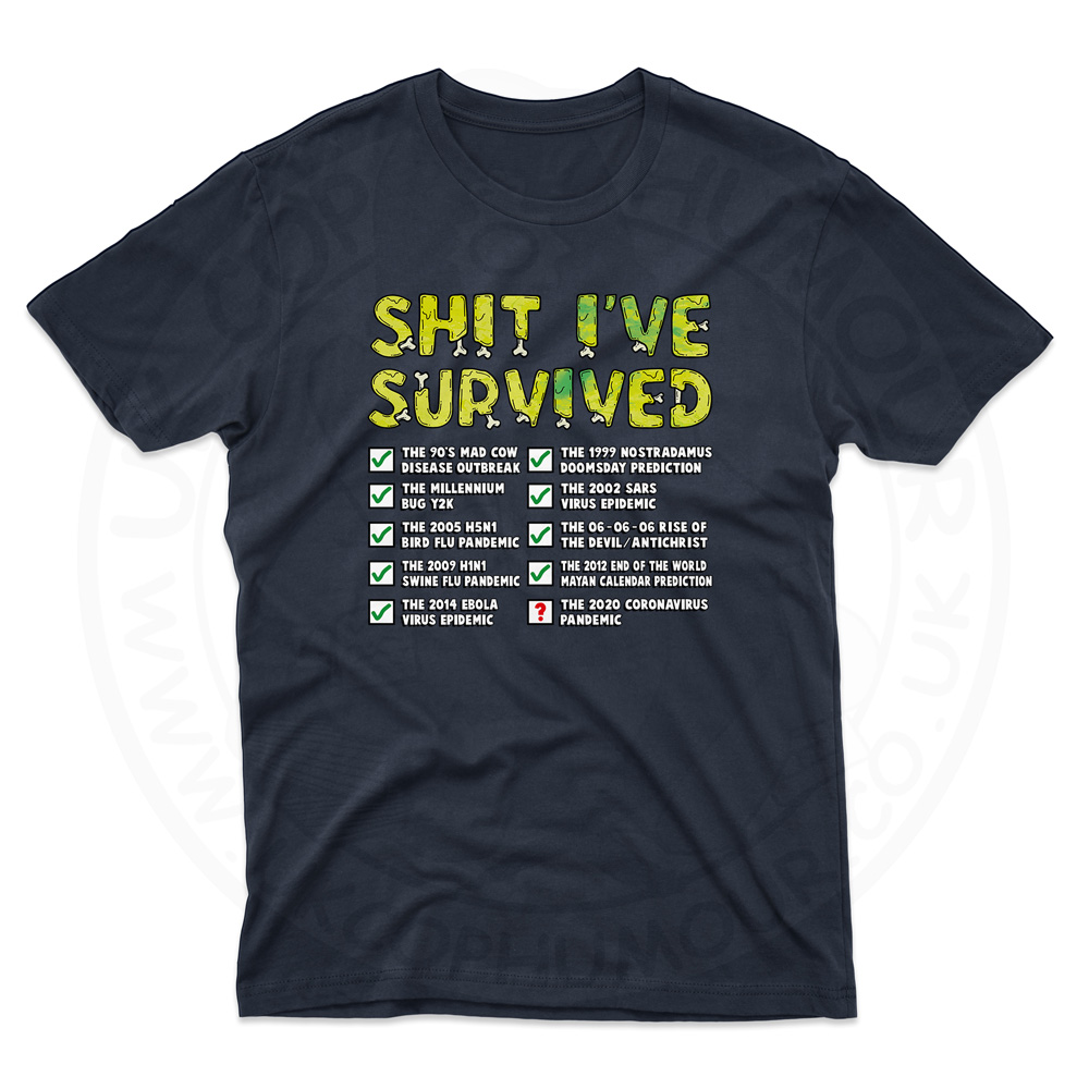 Mens Ive Survived T-Shirt - Navy, 5XL