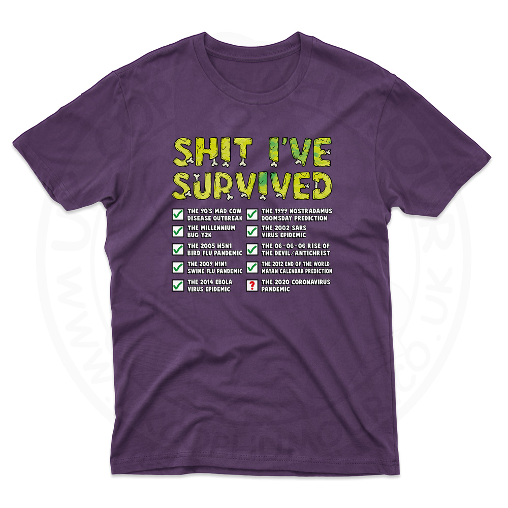 Mens Ive Survived T-Shirt - Purple, 2XL