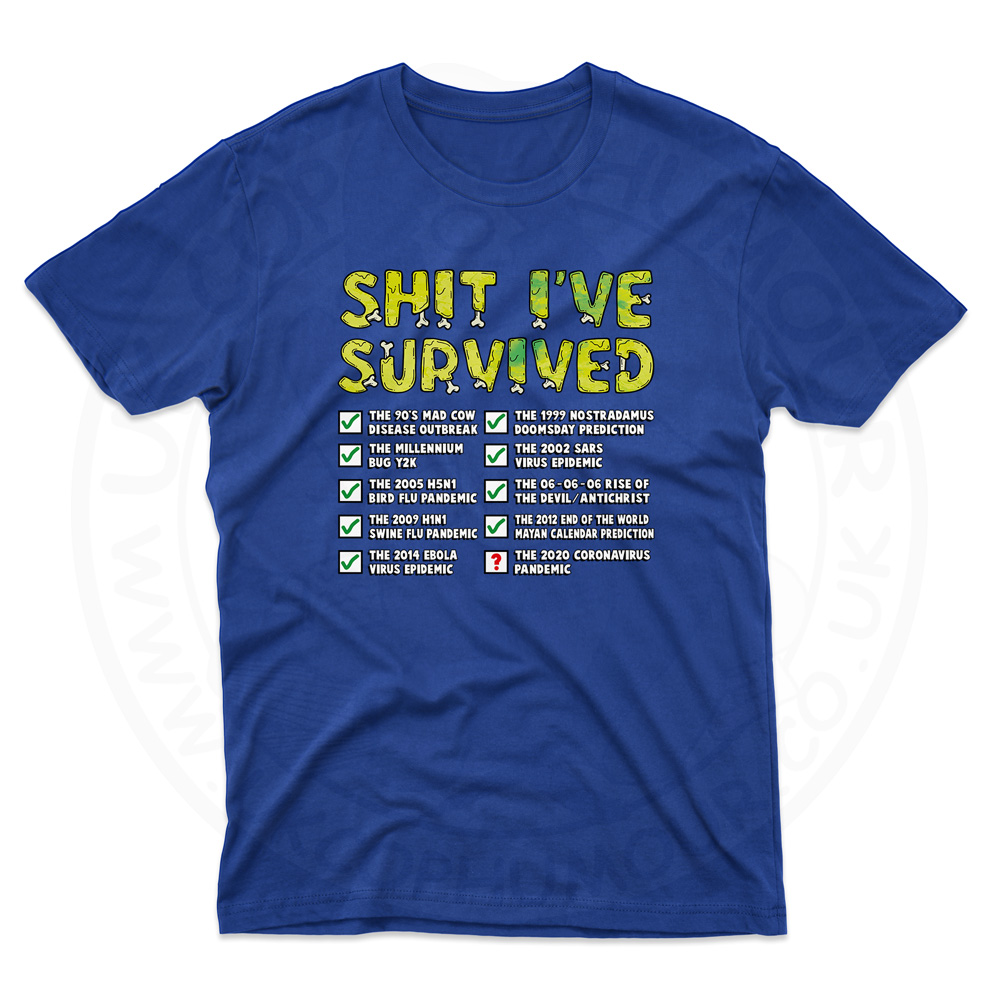 Mens Ive Survived T-Shirt - Royal Blue, 5XL