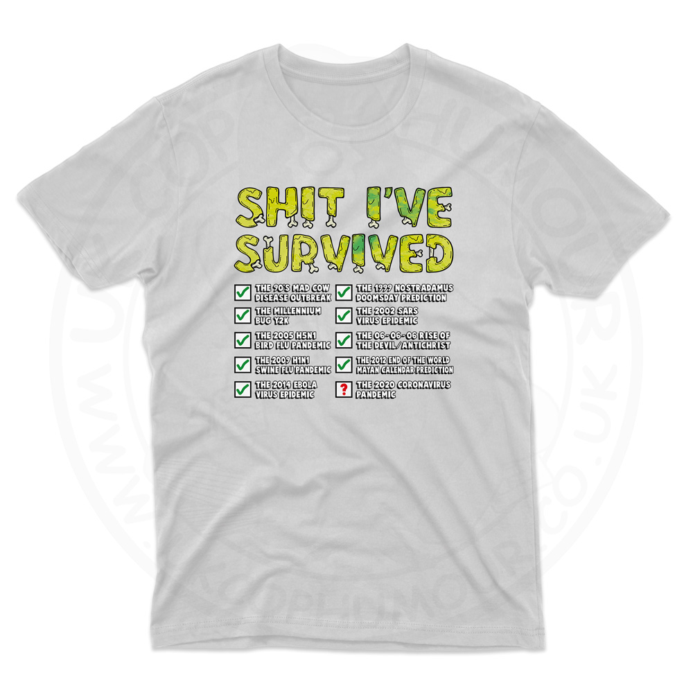 Mens Ive Survived T-Shirt - White, 5XL