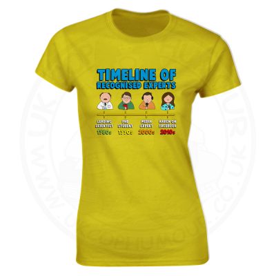 Ladies Timeline of Experts T-Shirt - Yellow, 18