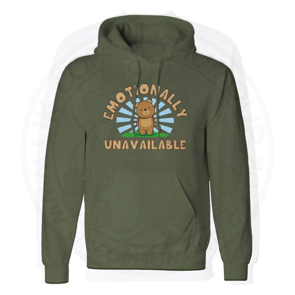 Unisex Emotionally Unavailable Hoodie - Olive Green, 2XL