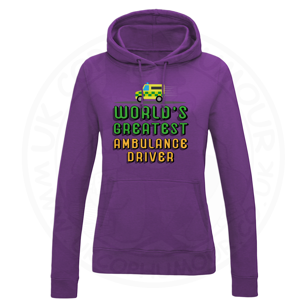 Ladies World Greatest Ambulance Driver Hoodie - Purple, 18