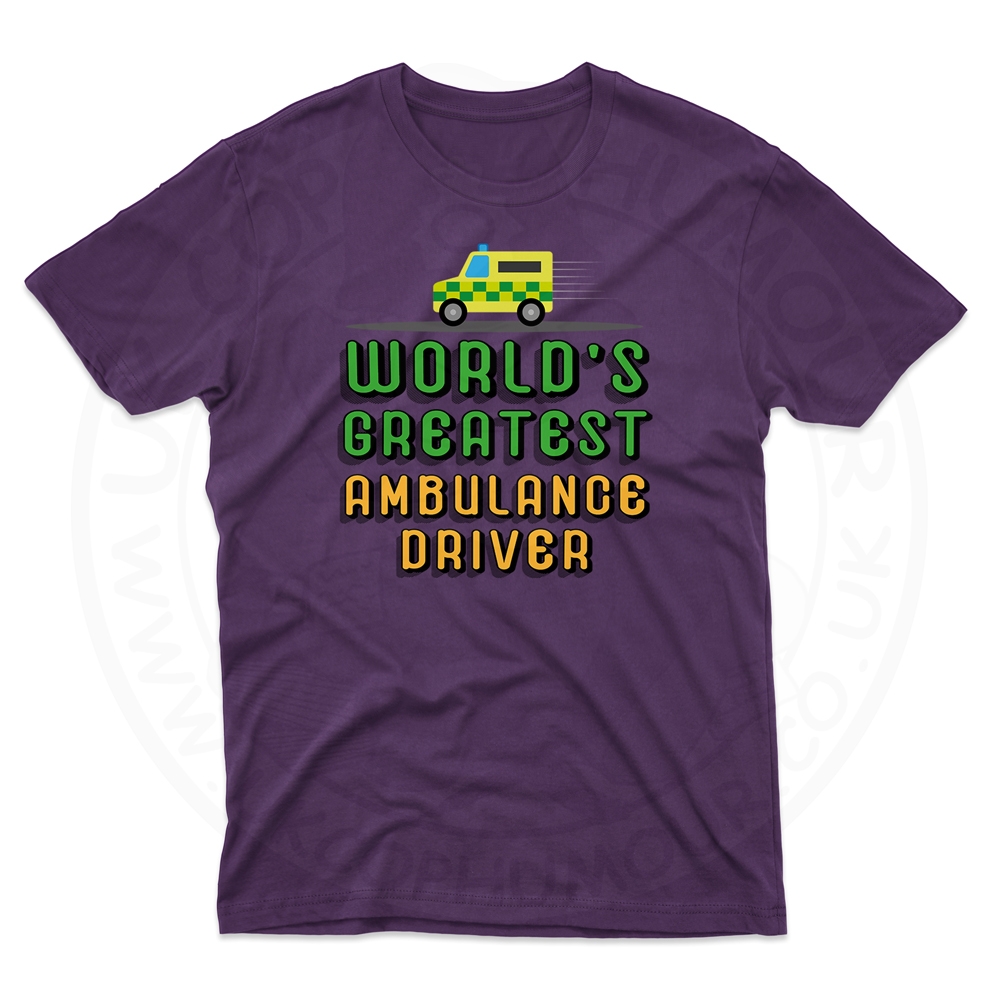 Mens World Greatest Ambulance Driver T-Shirt - Purple, 2XL