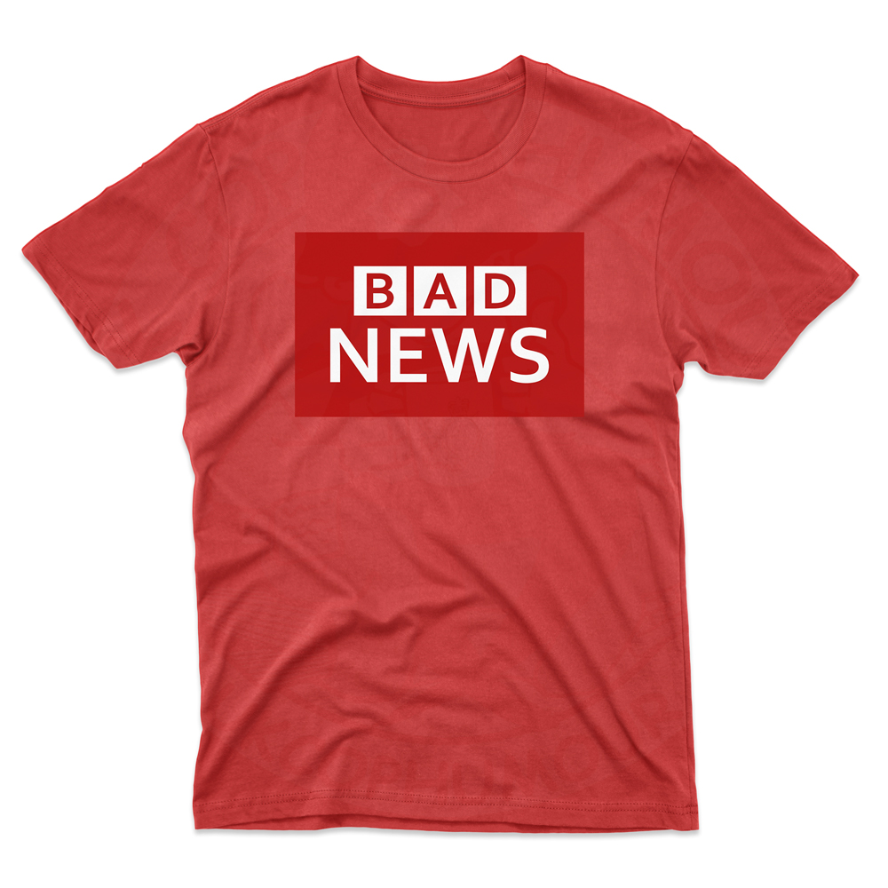 Mens BAD NEWS T-Shirt - Cherry Red, 2XL
