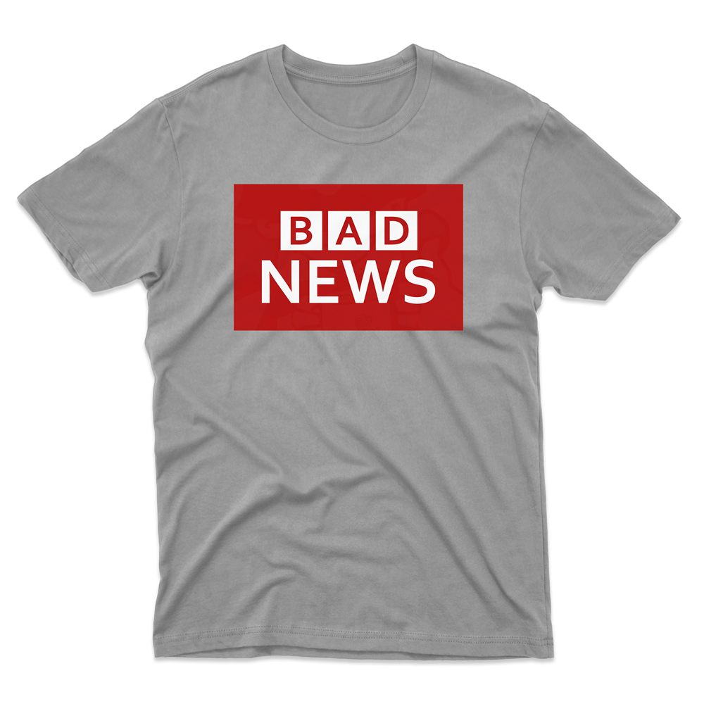 Mens BAD NEWS T-Shirt - Grey, 5XL