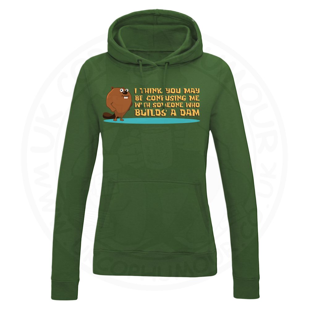 Ladies Builds A Dam Hoodie - Bottle Green, 18