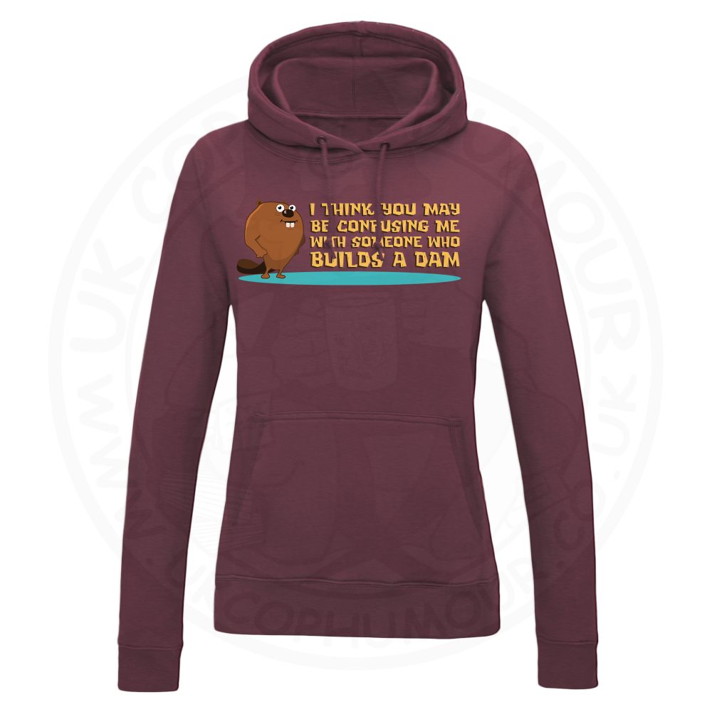 Ladies Builds A Dam Hoodie - Maroon, 18