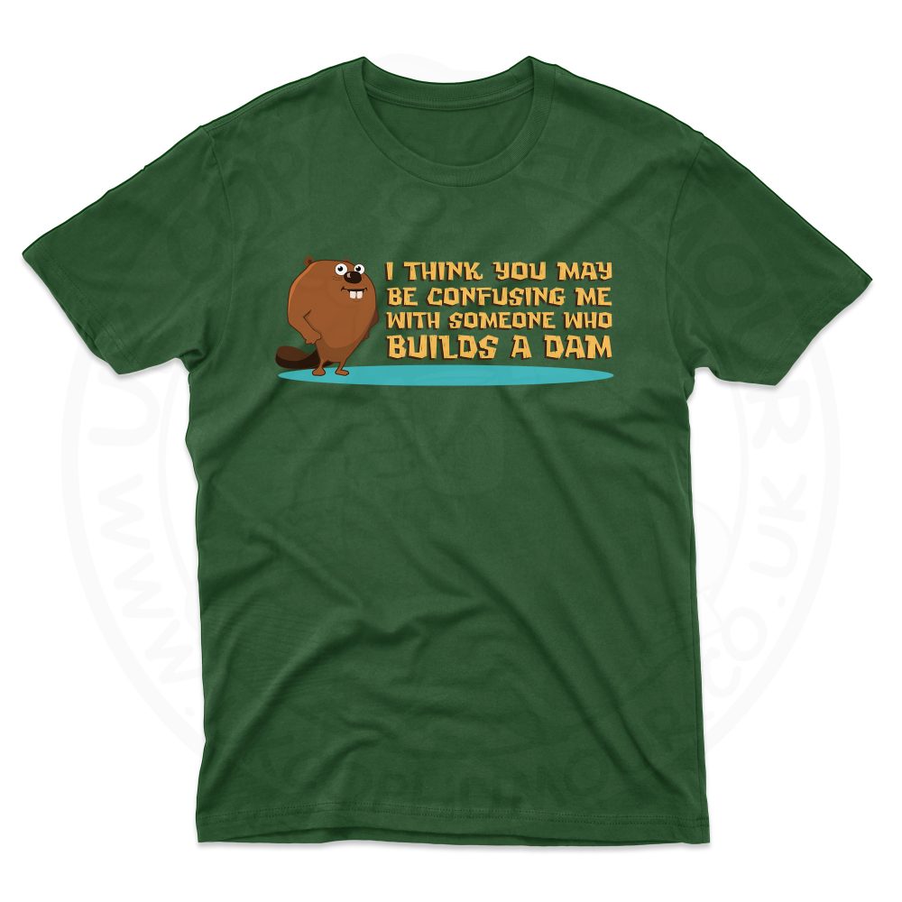 Mens Builds A Dam T-Shirt - Forest Green, 2XL