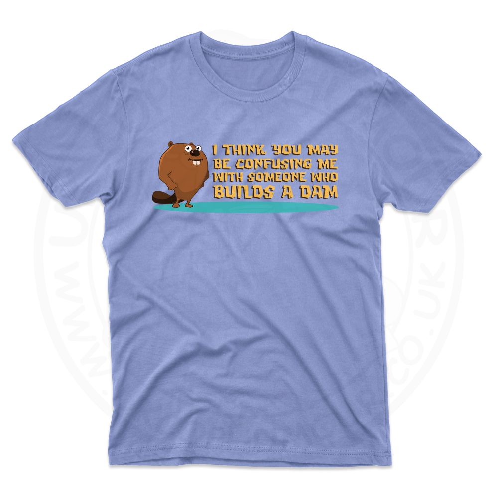Mens Builds A Dam T-Shirt - Light Blue, 2XL