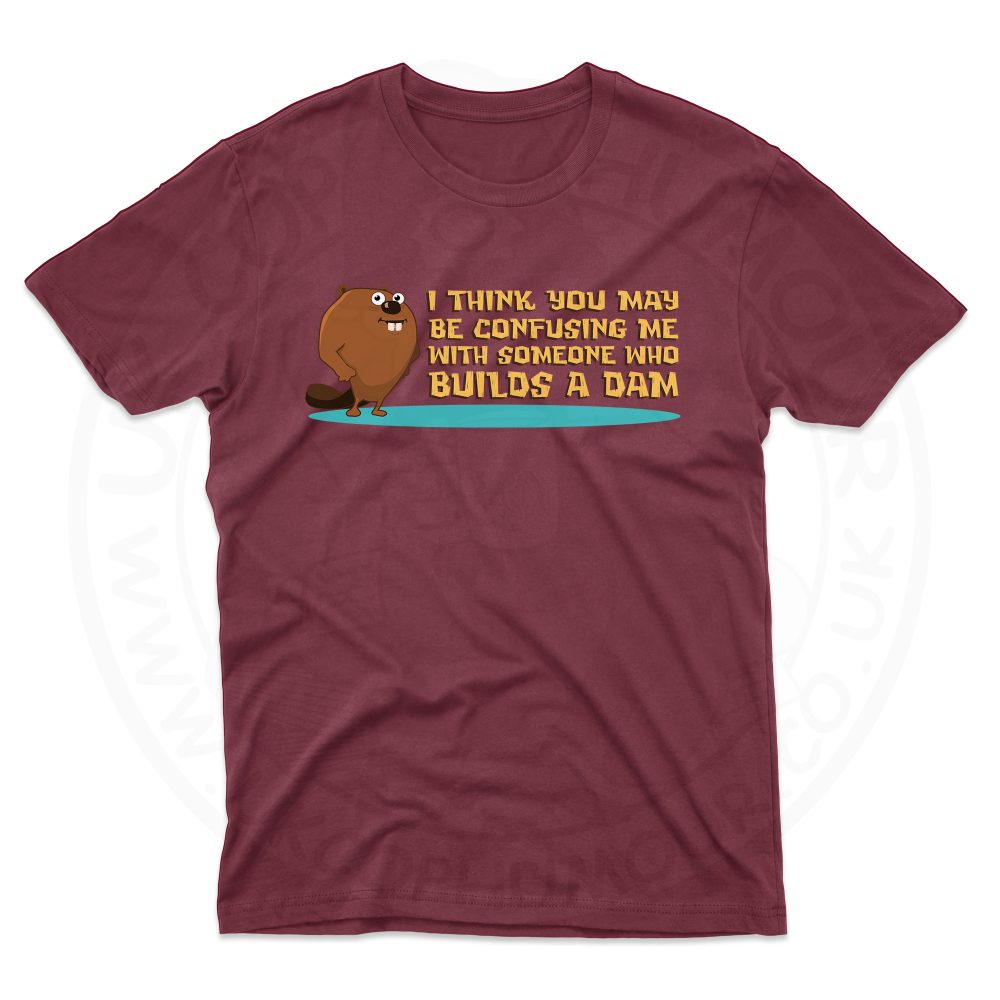 Mens Builds A Dam T-Shirt - Maroon, 2XL