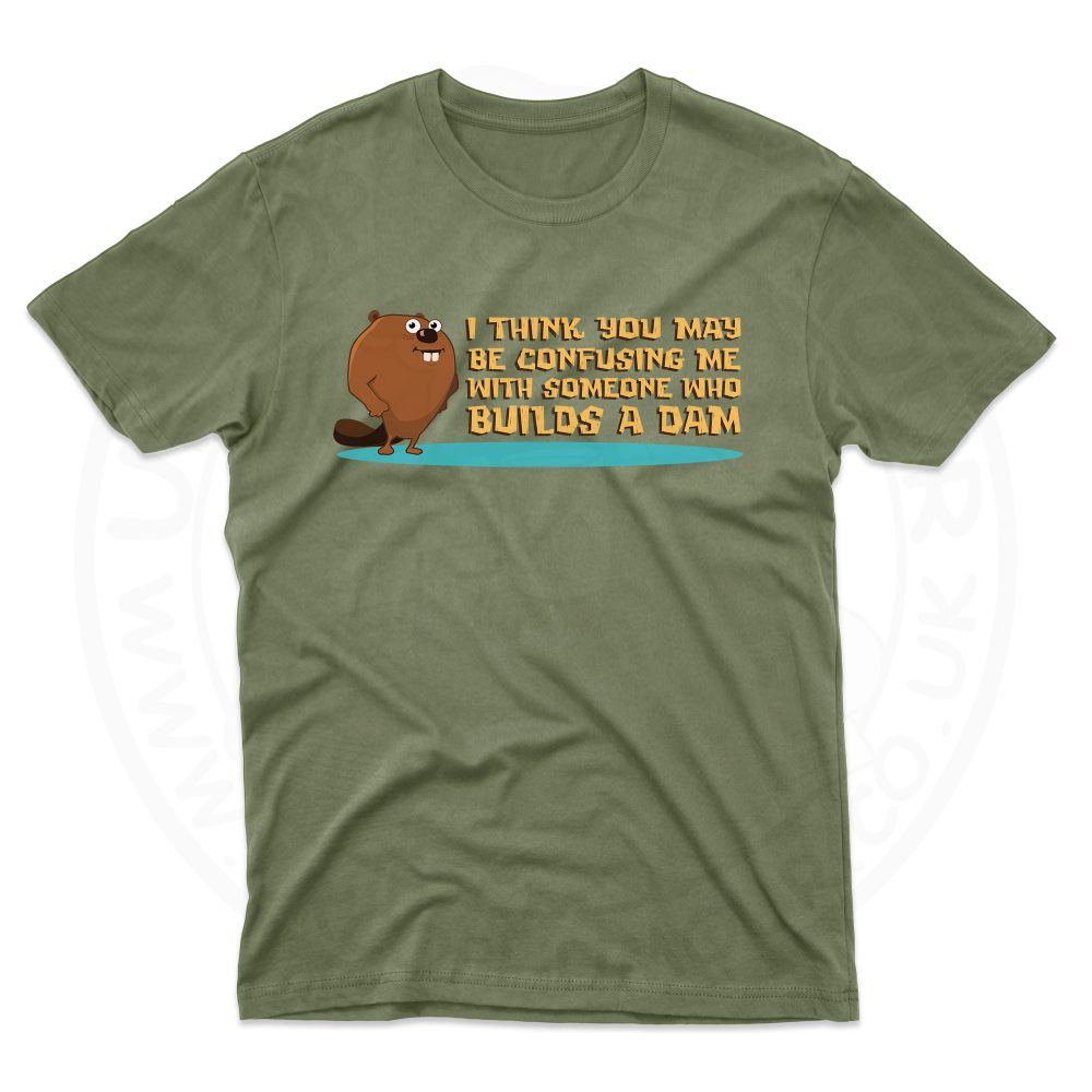 Mens Builds A Dam T-Shirt - Military Green, 2XL