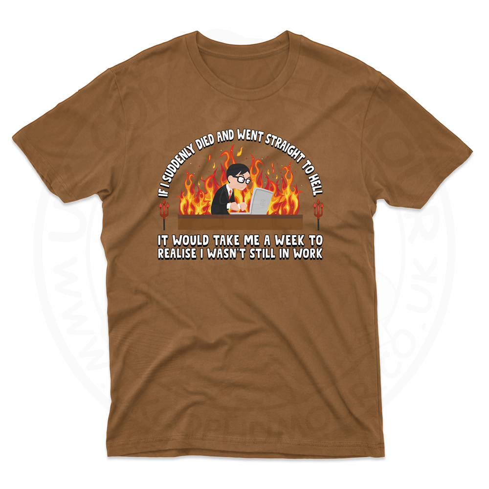 Mens STRAIGHT TO HELL T-Shirt - Chestnut, 2XL