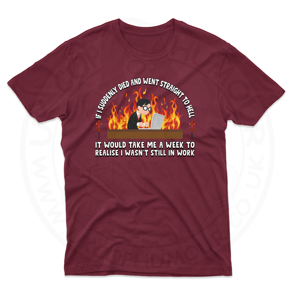 Mens STRAIGHT TO HELL T-Shirt - Maroon, 2XL