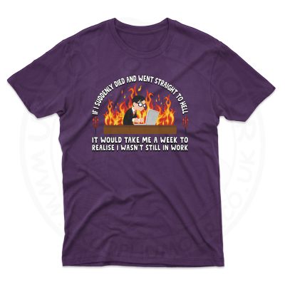 Mens STRAIGHT TO HELL T-Shirt - Purple, 2XL