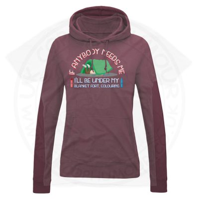 Ladies BLANKET FORT Hoodie - Maroon, 18