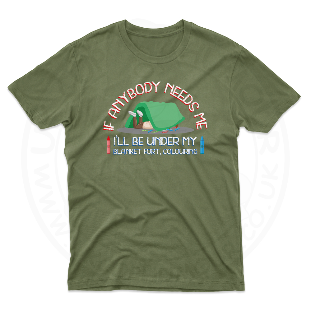 Mens BLANKET FORT T-Shirt - Military Green, 2XL